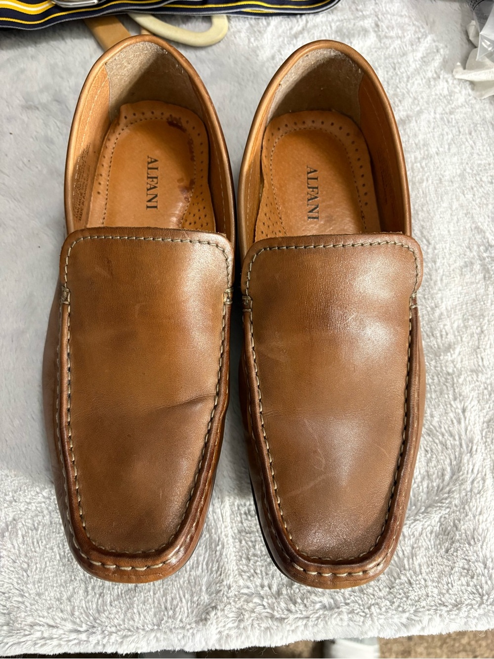 Alfani Men's Brown Leather Slip-On Loafers